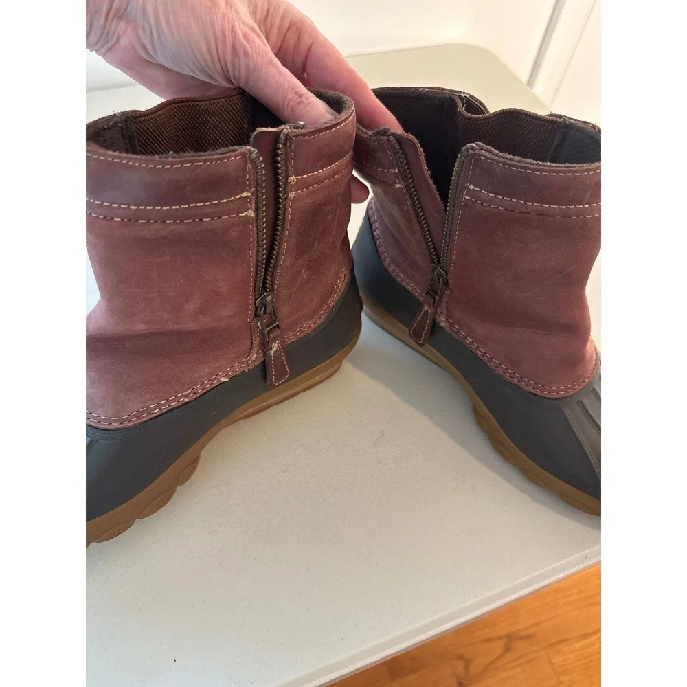 Sperry Top-Sider Saltwater Wedge Duck Boots Burgundy Leather STS80770 Womens 8.5